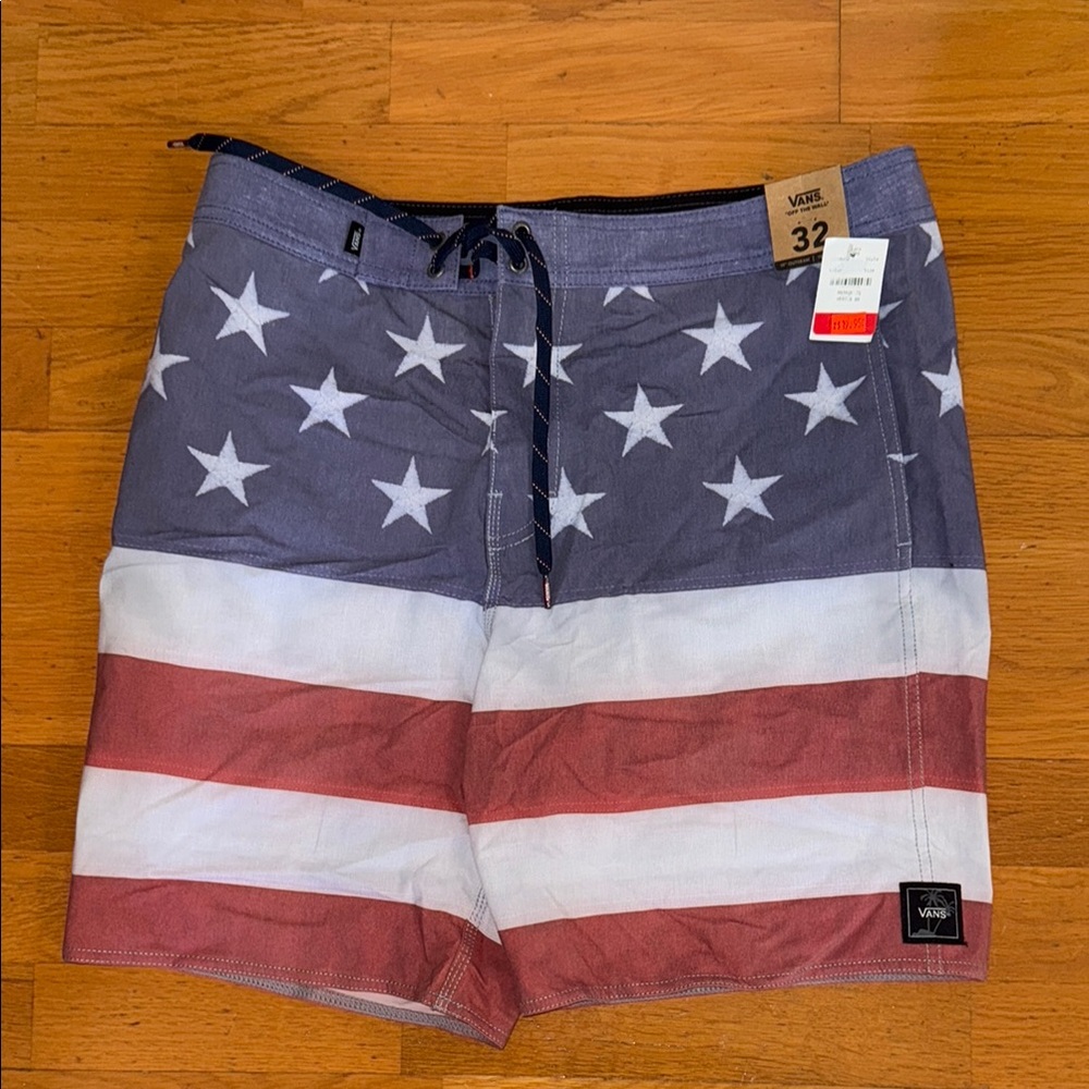 Vans Red and White Board Shorts Comfortable Swimwear
